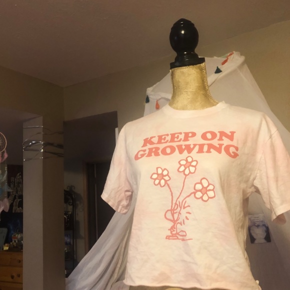 Pink crop top 100% cotton oversized size XS by Peanuts adorable for working out - Picture 3 of 8